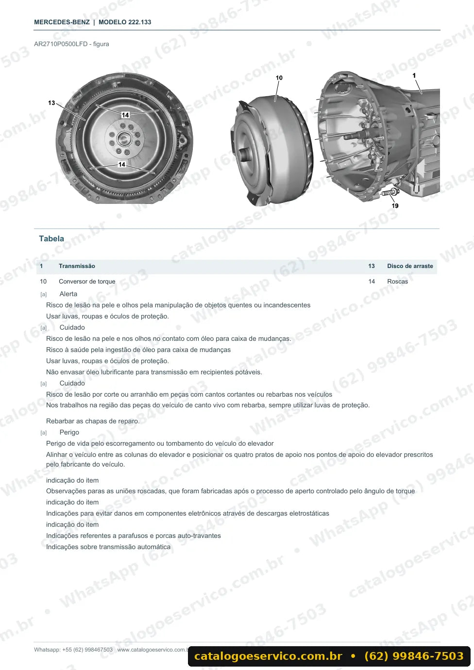 Página de procedimento do manual de oficina Mercedes-Benz Classe S 222.133 (W222)