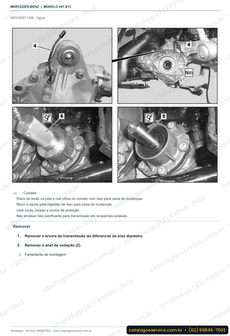 Página de procedimento do manual de oficina Mercedes-Benz Classe V 250 (447.813)