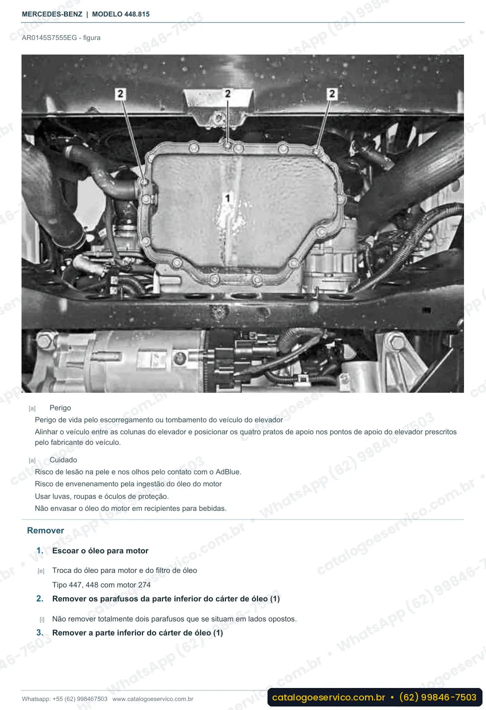 Página de procedimento do manual de oficina Mercedes-Benz Classe V 260 L