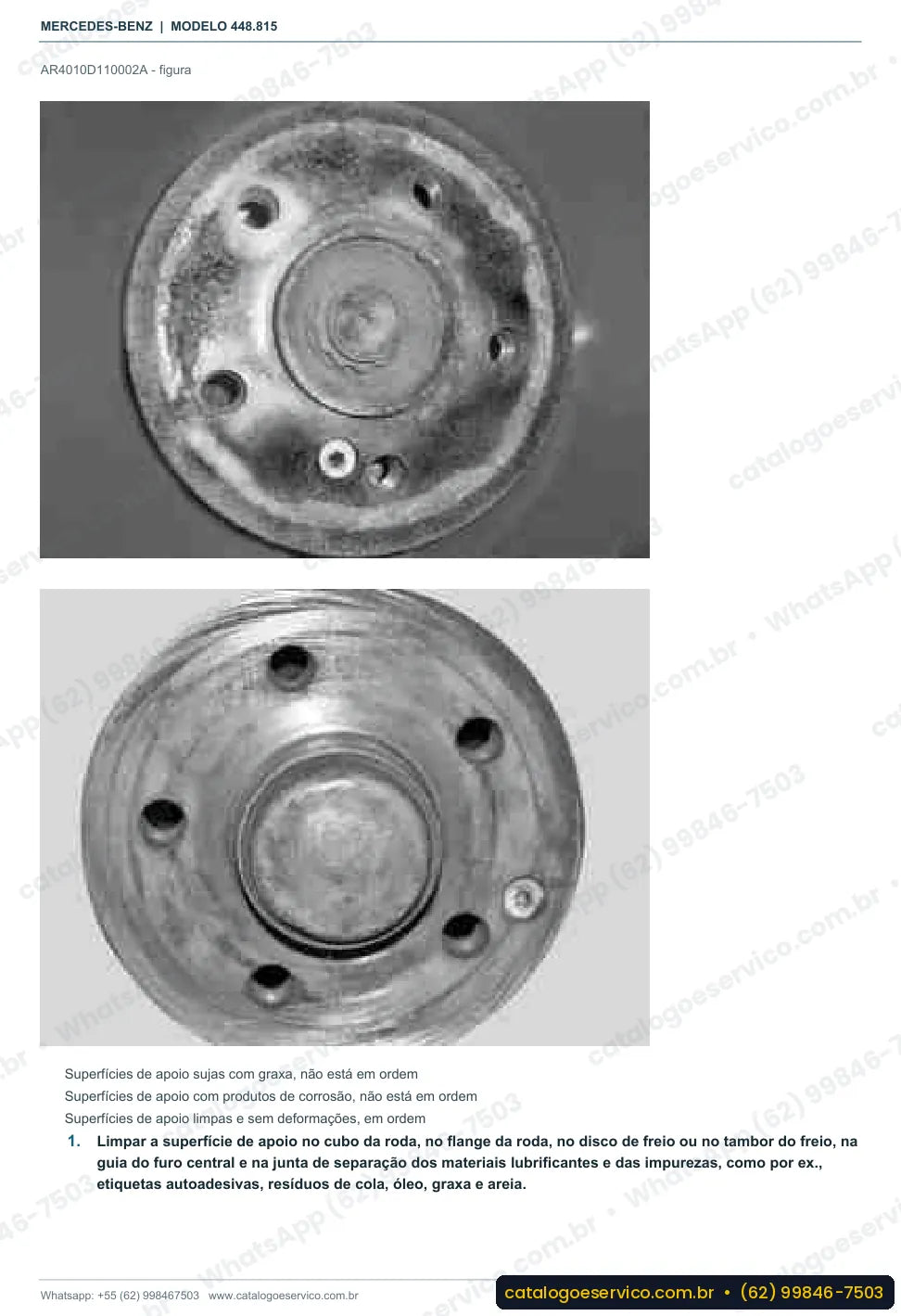 Página de procedimento do manual de oficina Mercedes-Benz Classe V 260 L