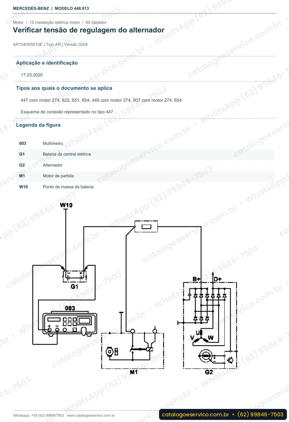 Página de procedimento do manual de oficina Mercedes-Benz Classe V 260