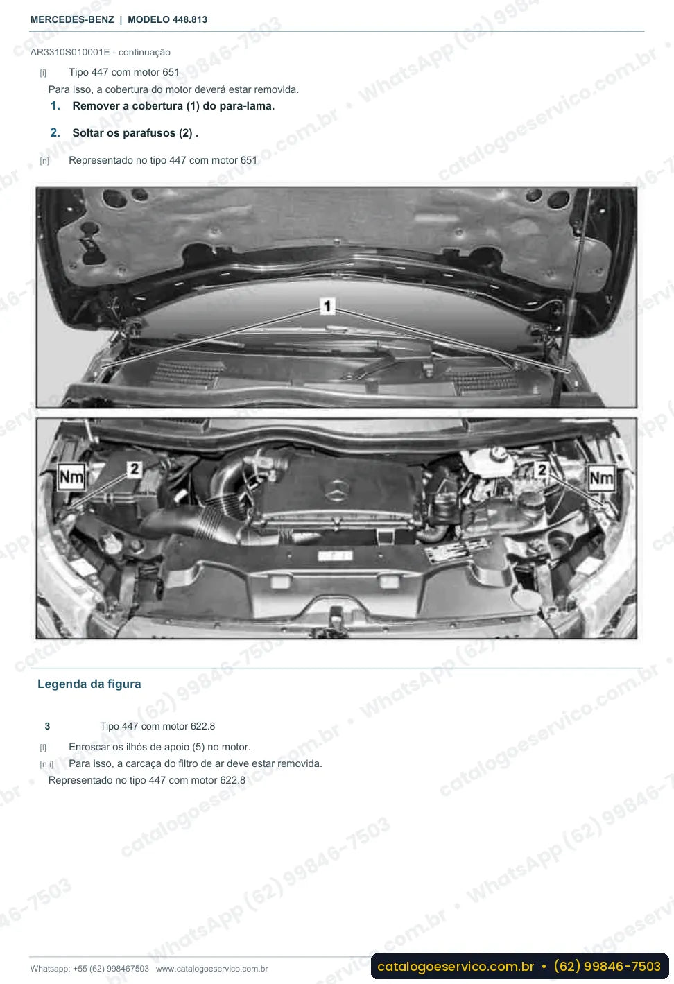 Página de procedimento do manual de oficina Mercedes-Benz Classe V 260