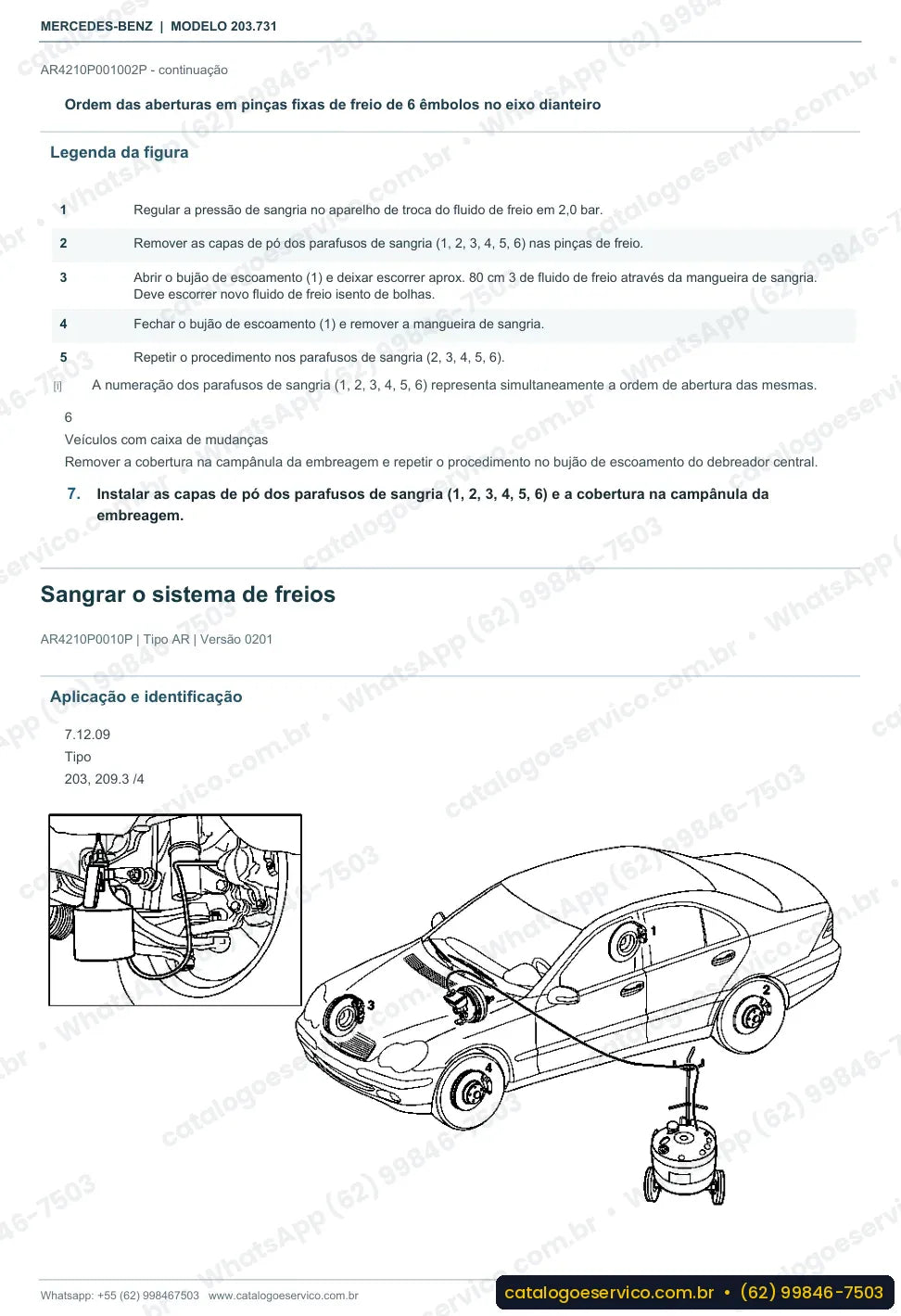 Página de procedimento do manual de oficina Mercedes-Benz CLC 160 (CL203)