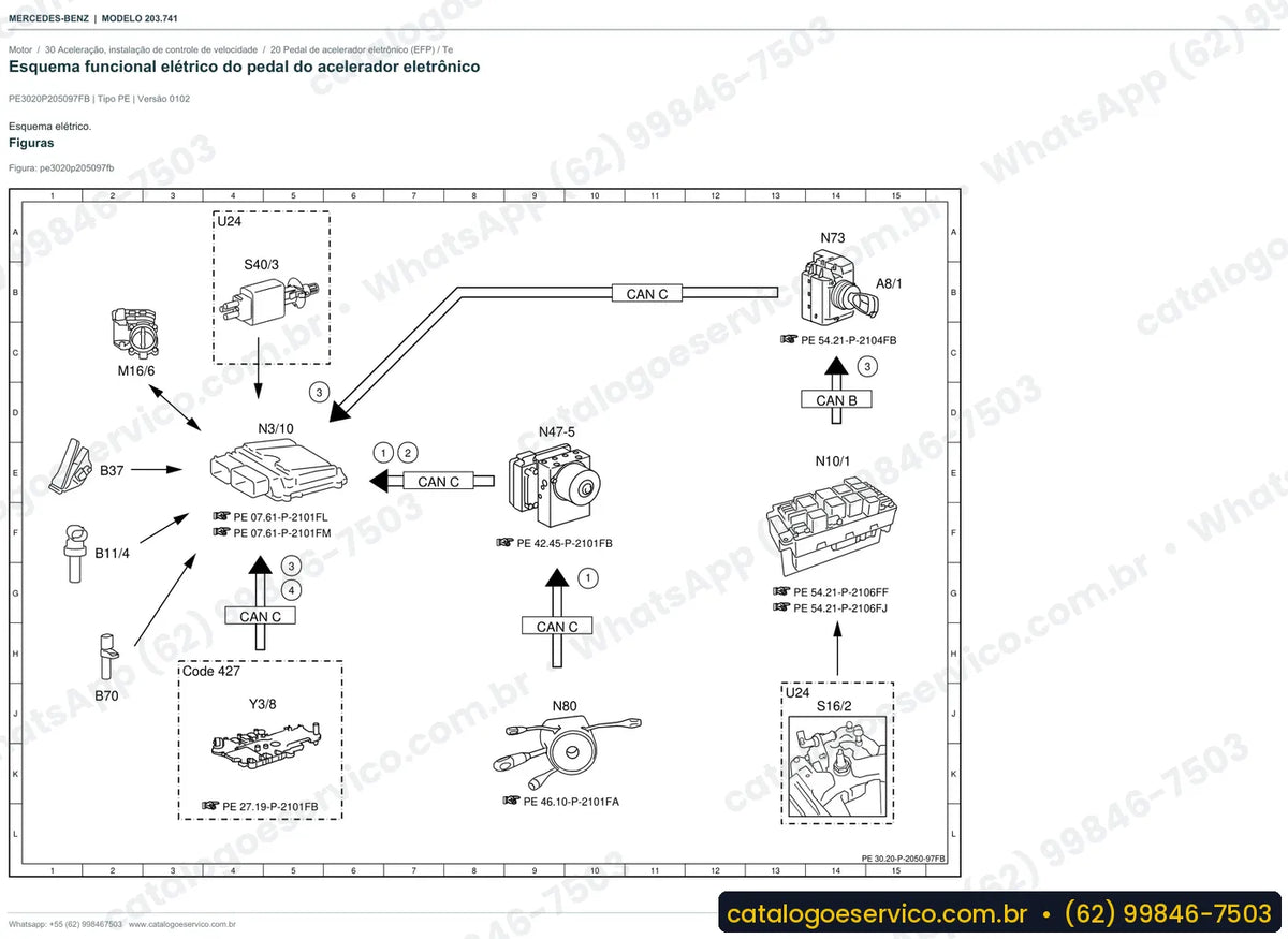 Página de esquema elétrico do manual Mercedes-Benz CLC 200 (CL203)