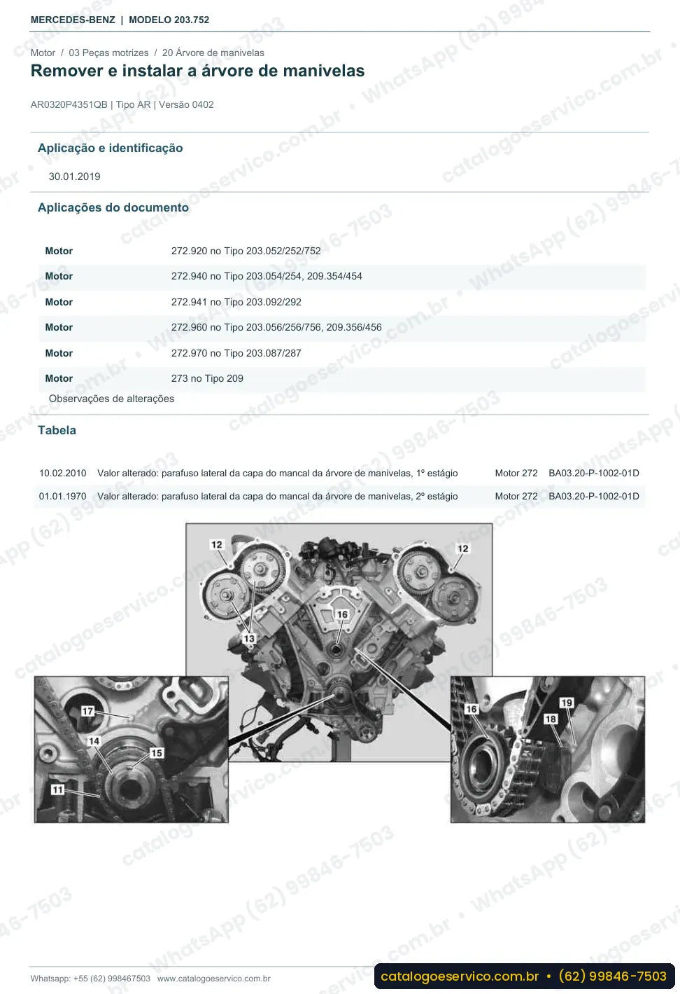 Página de procedimento do manual de oficina Mercedes-Benz CLC 230 / CLC 250 (CL203)