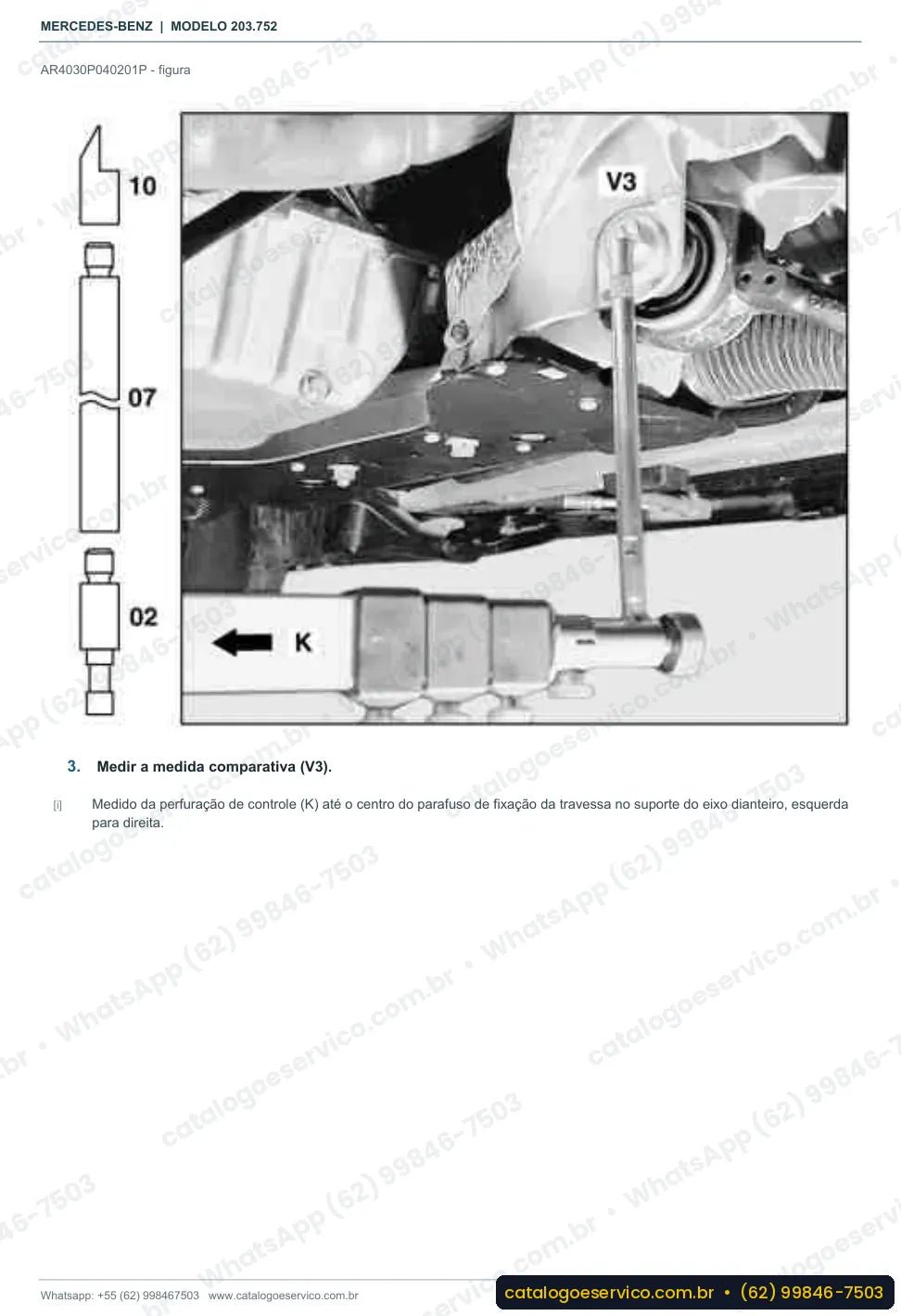 Página de procedimento do manual de oficina Mercedes-Benz CLC 230 / CLC 250 (CL203)