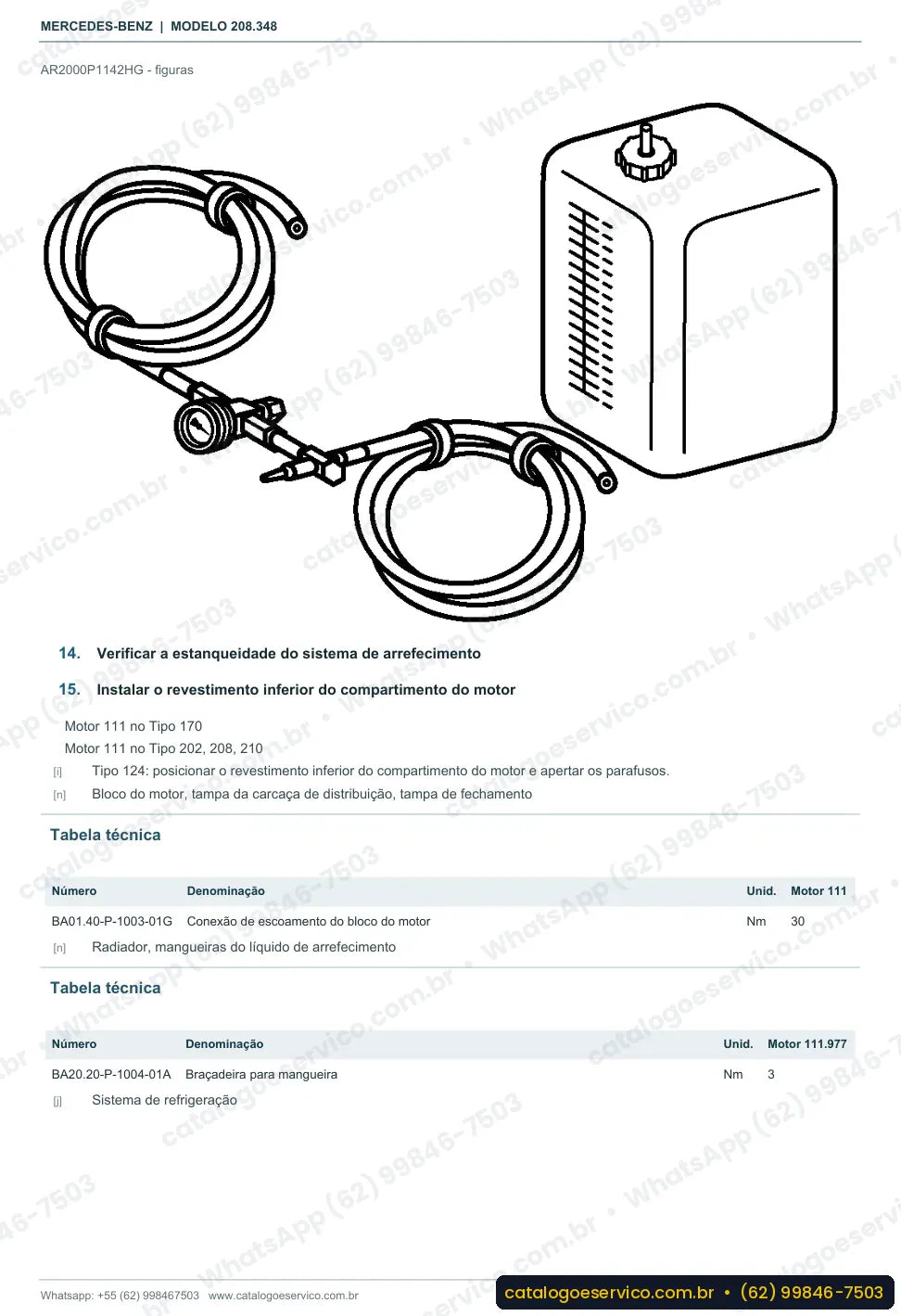 Página de procedimento do manual de oficina Mercedes-Benz CLK 230 (C208)
