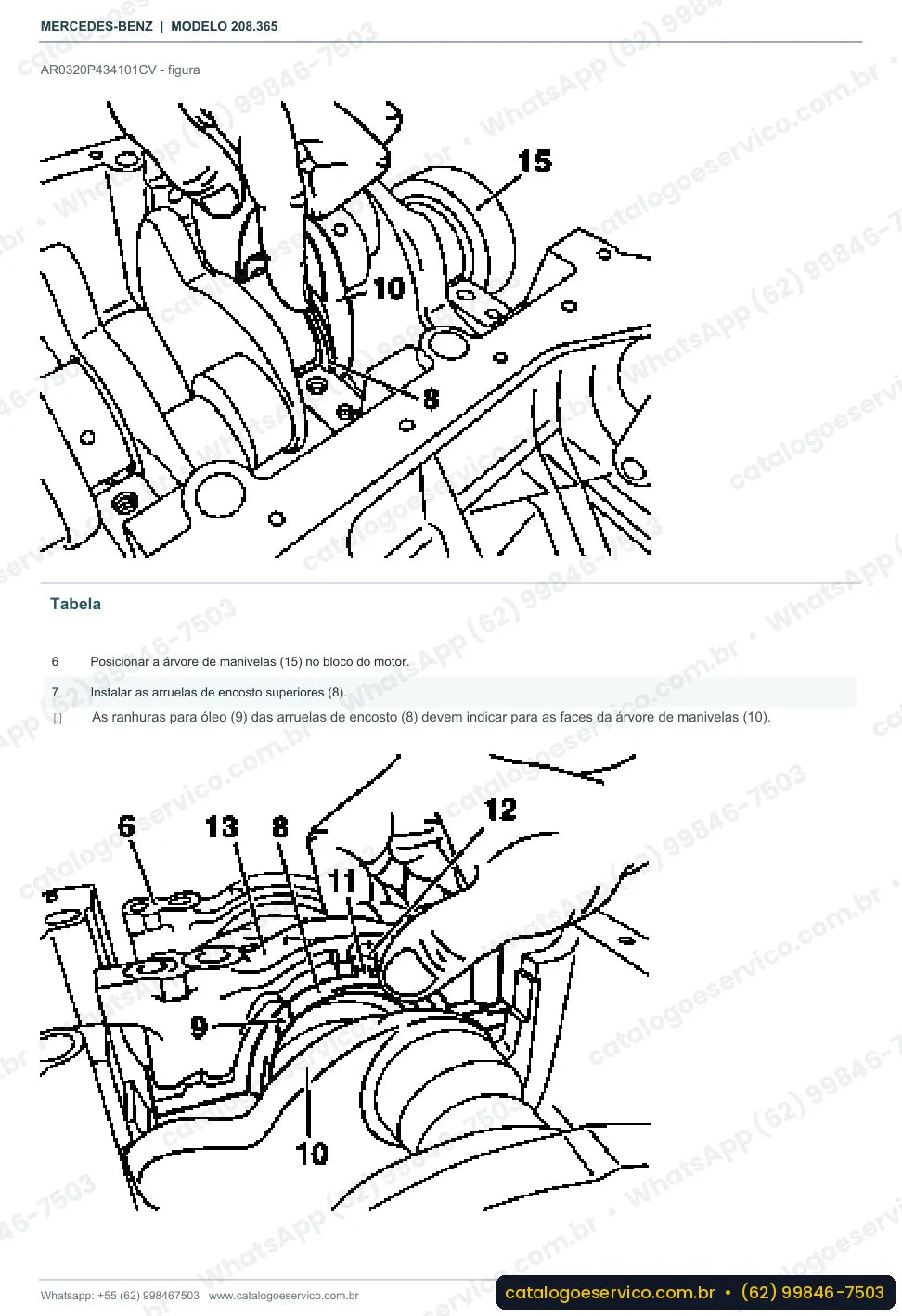 Página de procedimento do manual de oficina Mercedes-Benz CLK 320 (C208)