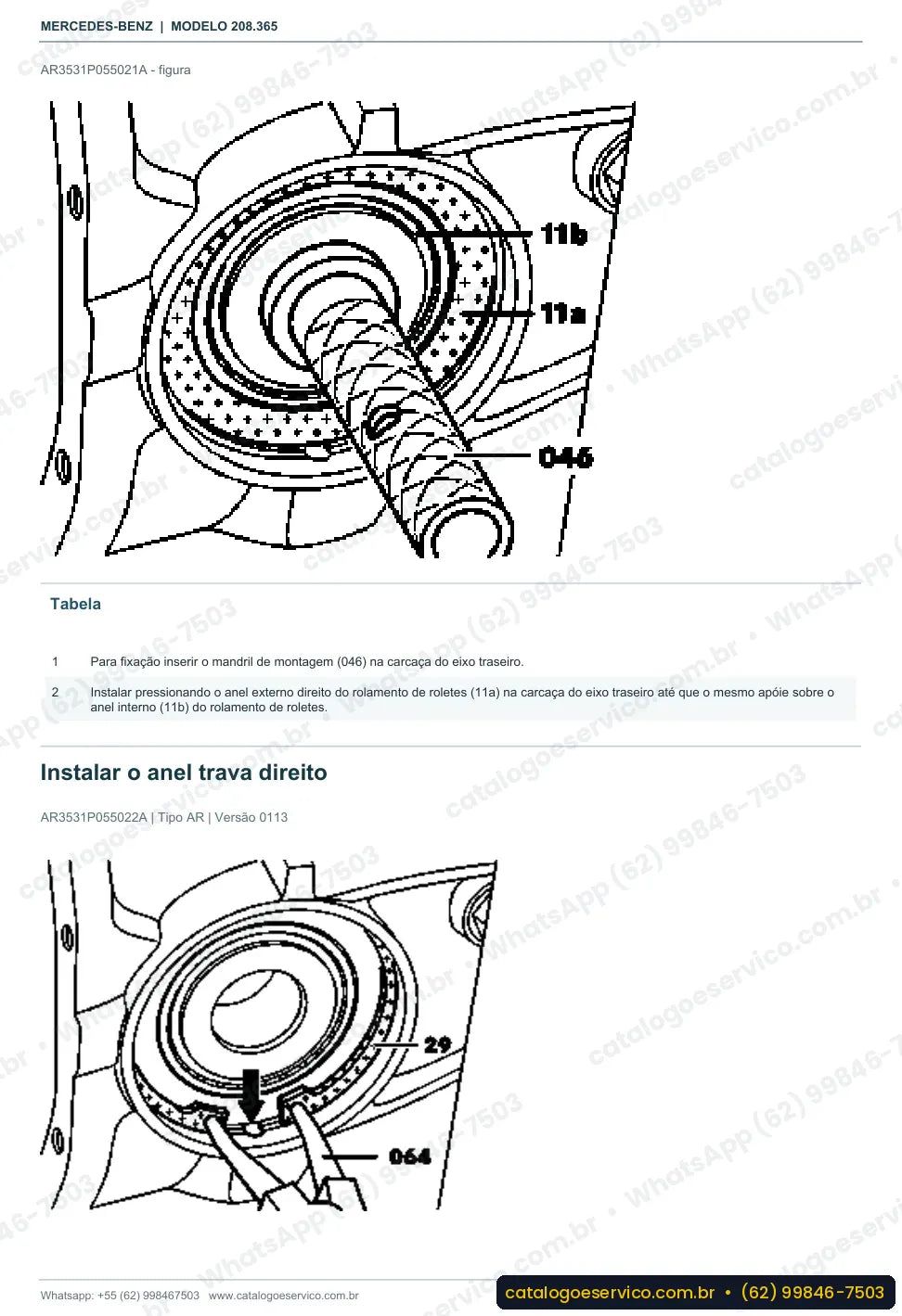 Página de procedimento do manual de oficina Mercedes-Benz CLK 320 (C208)