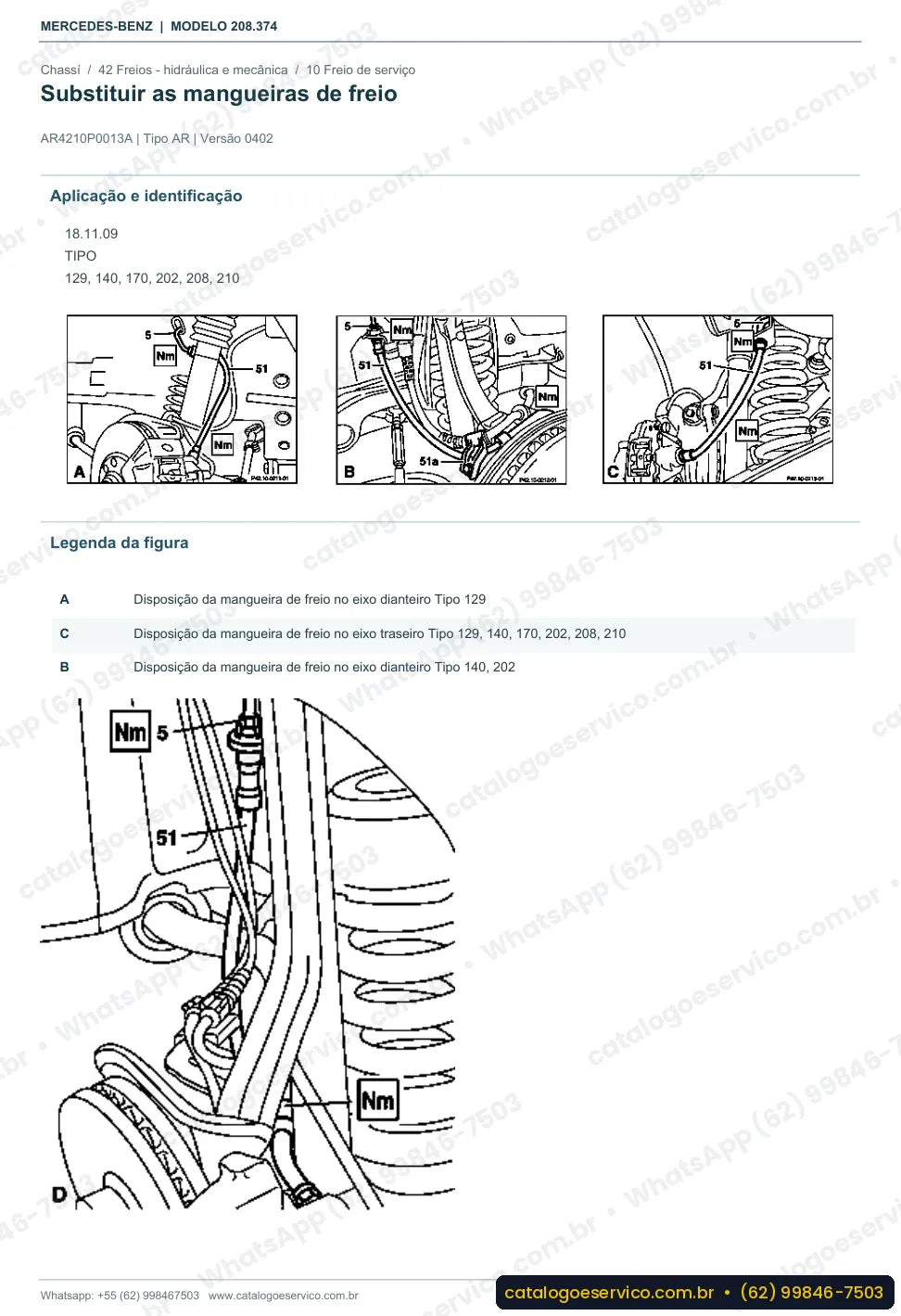 Página de procedimento do manual de oficina Mercedes-Benz CLK 55 AMG (C208)