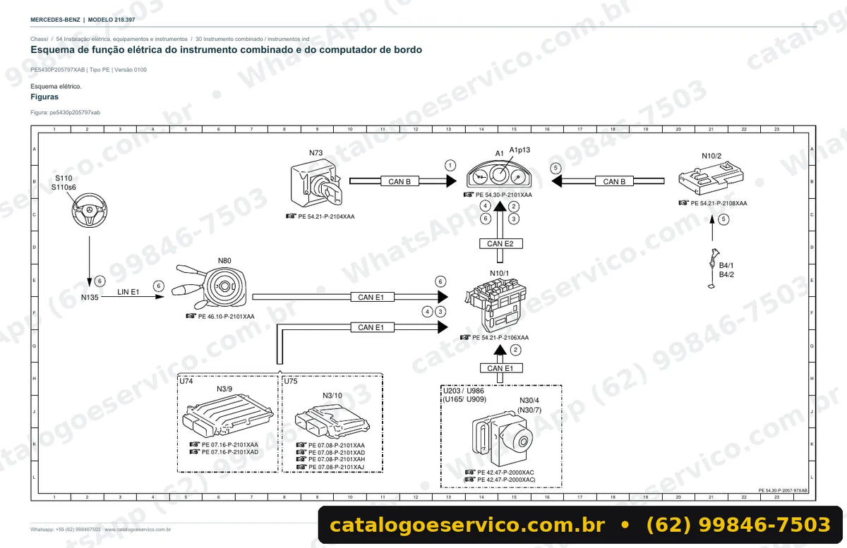 Página de esquema elétrico do manual Mercedes-Benz CLS 218.397 (C218)