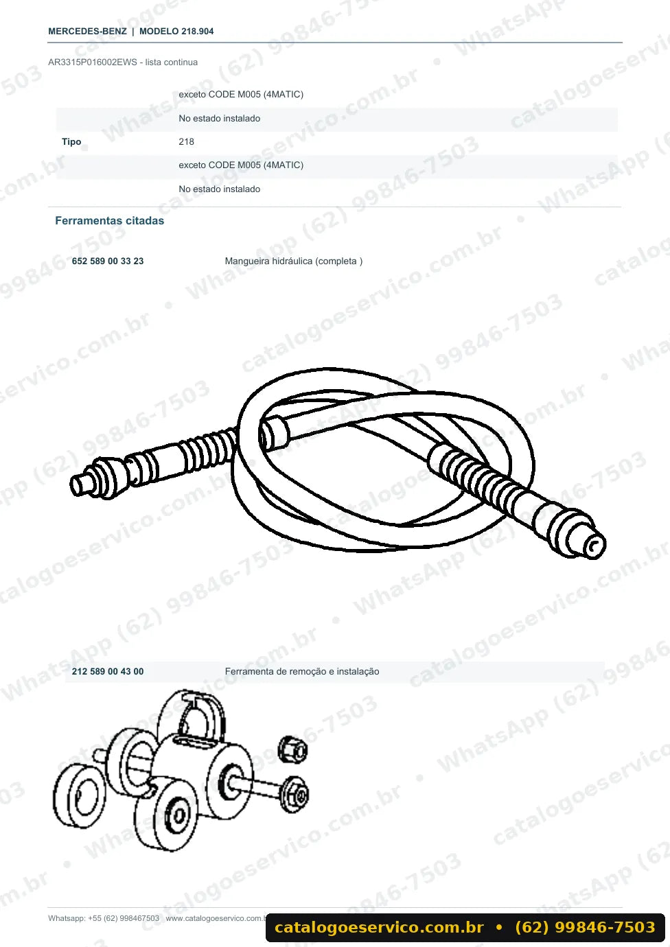 Página de procedimento do manual de oficina Mercedes-Benz CLS 250 (C218)