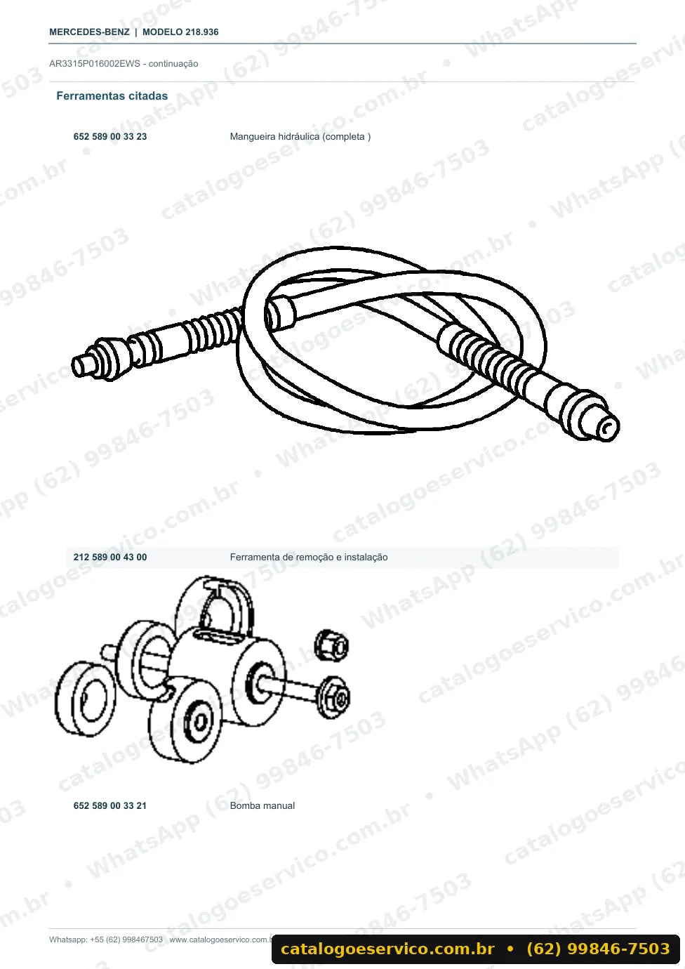 Página de procedimento do manual de oficina Mercedes-Benz CLS 260 (C218)