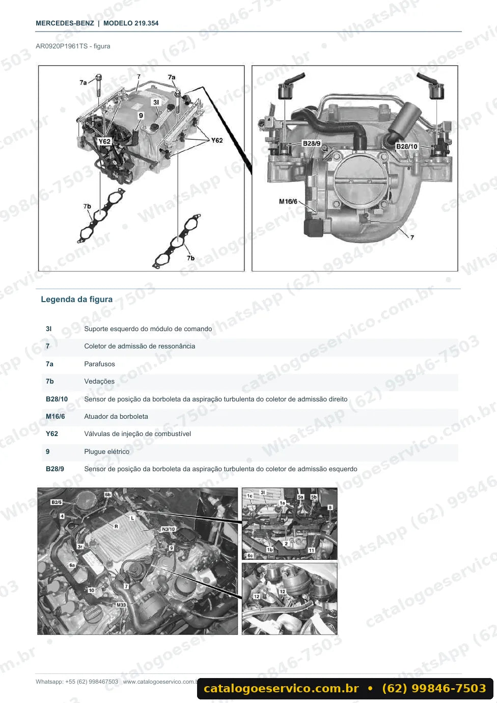 Página de procedimento do manual de oficina Mercedes-Benz CLS 280 / CLS 300 (C219)