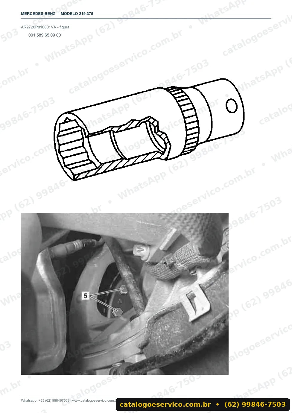 Página de procedimento do manual de oficina Mercedes-Benz CLS 500 (C219)