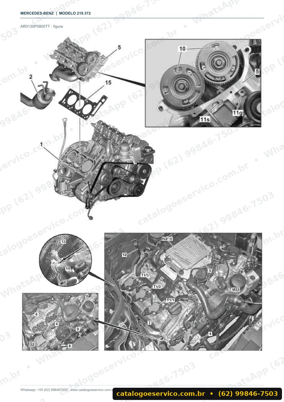 Página de procedimento do manual de oficina Mercedes-Benz CLS 500 / CLS 550 (C219)