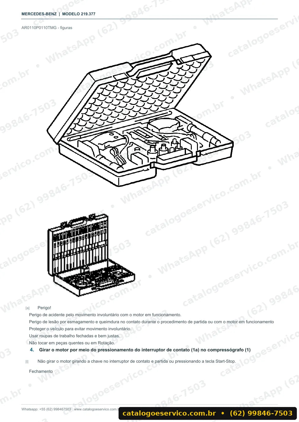 Página de procedimento do manual de oficina Mercedes-Benz CLS 63 AMG (C219)