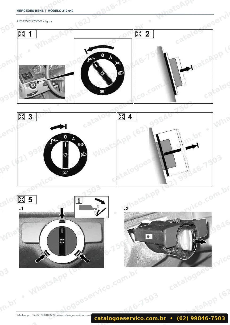 Página de procedimento do manual de oficina Mercedes-Benz E 180 (W212)