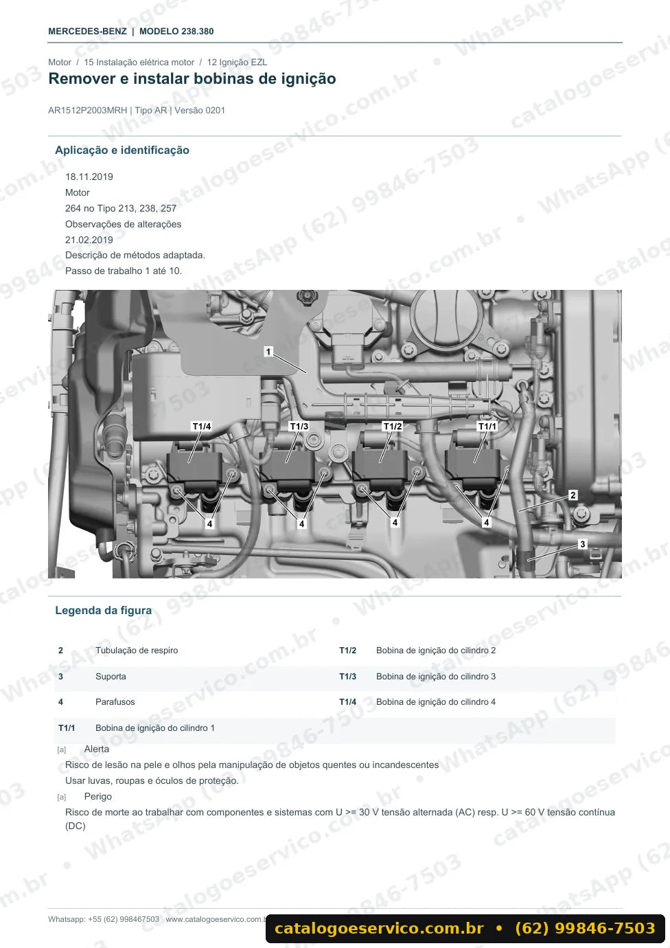 Página de procedimento do manual de oficina Mercedes-Benz E 200 (C238)
