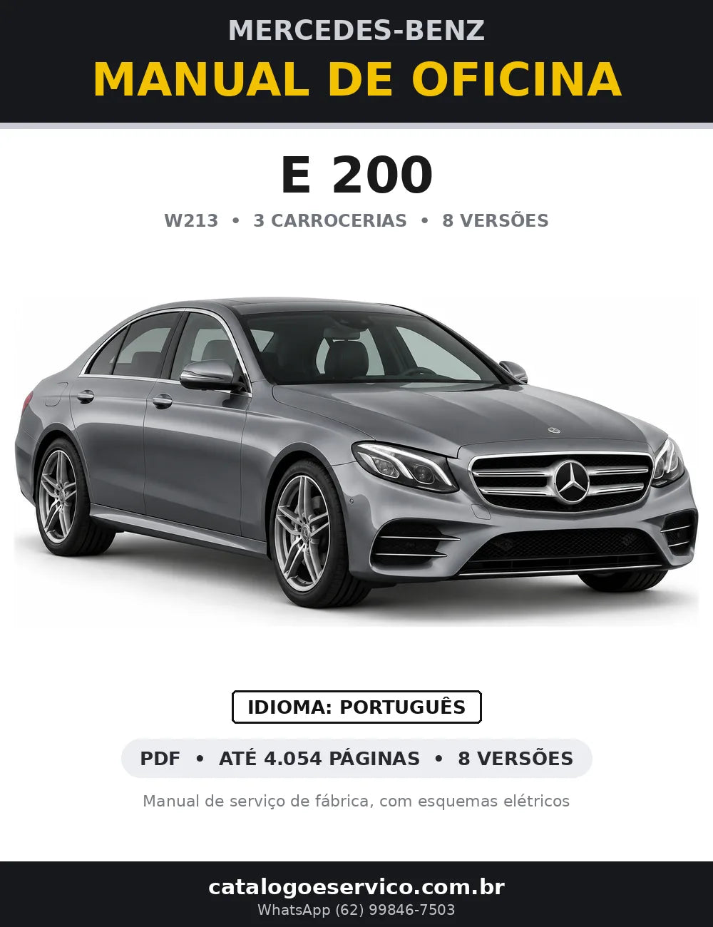 Capa do manual de oficina Mercedes-Benz E 200 (W213)