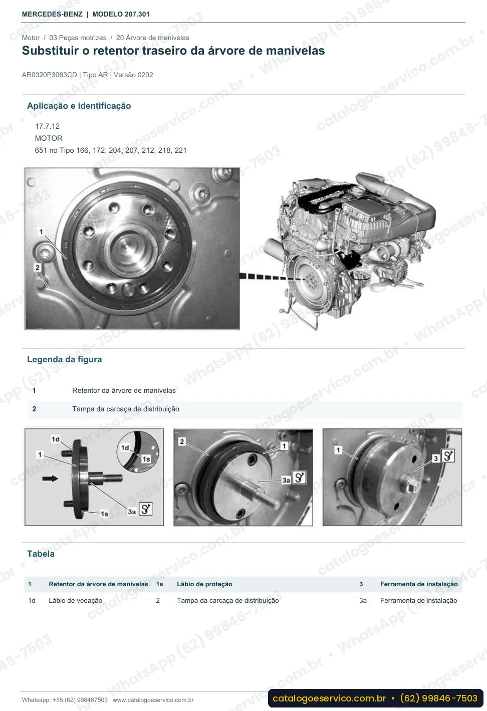 Página de procedimento do manual de oficina Mercedes-Benz E 220 (C207)