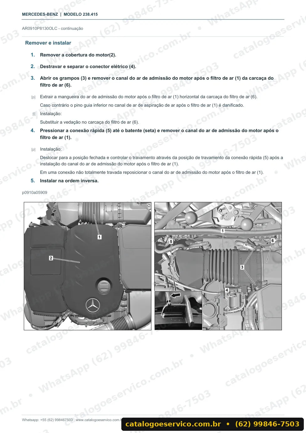 Página de procedimento do manual de oficina Mercedes-Benz E 220 (C238)