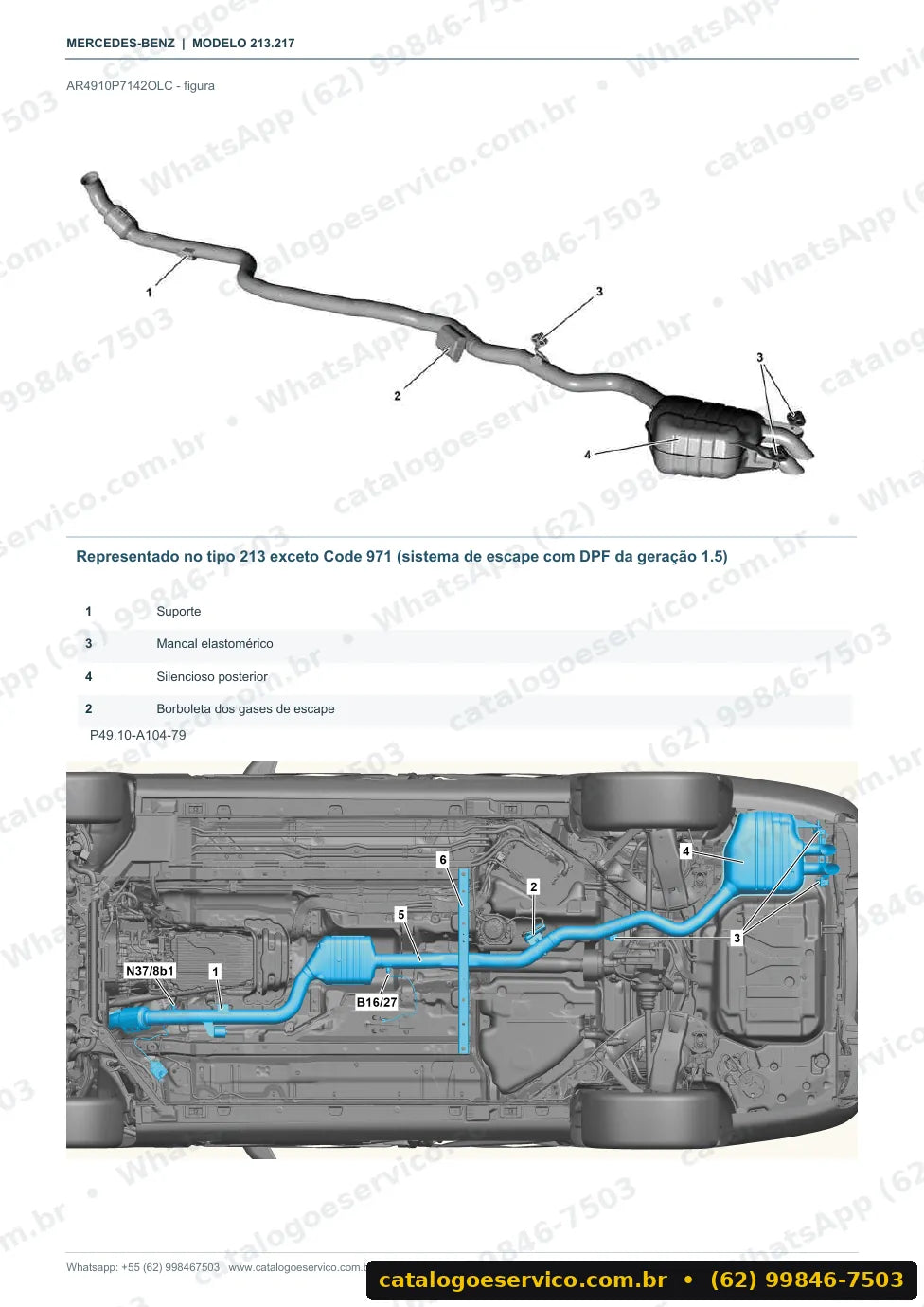 Página de procedimento do manual de oficina Mercedes-Benz E 220 (W213)