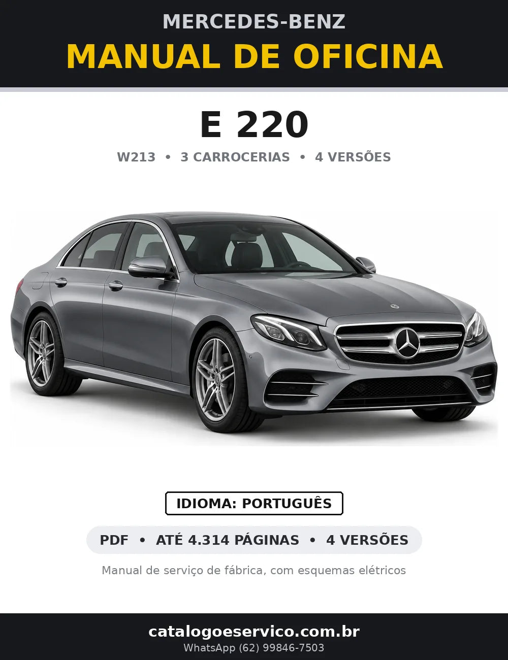 Capa do manual de oficina Mercedes-Benz E 220 (W213)