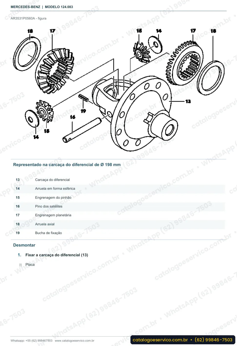 Página de procedimento do manual de oficina Mercedes-Benz E 230 (W124)
