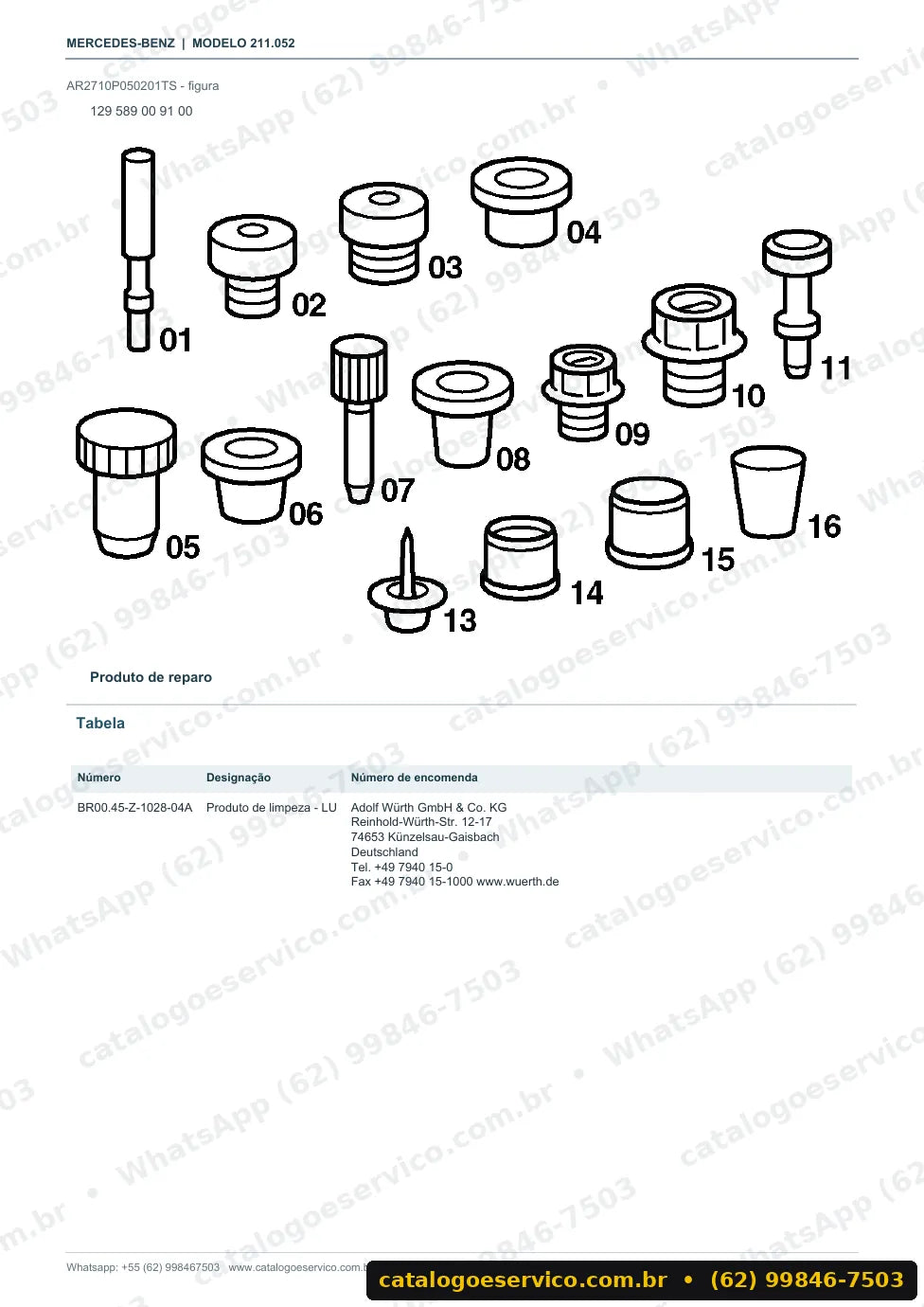 Página de procedimento do manual de oficina Mercedes-Benz E 230 (W211)