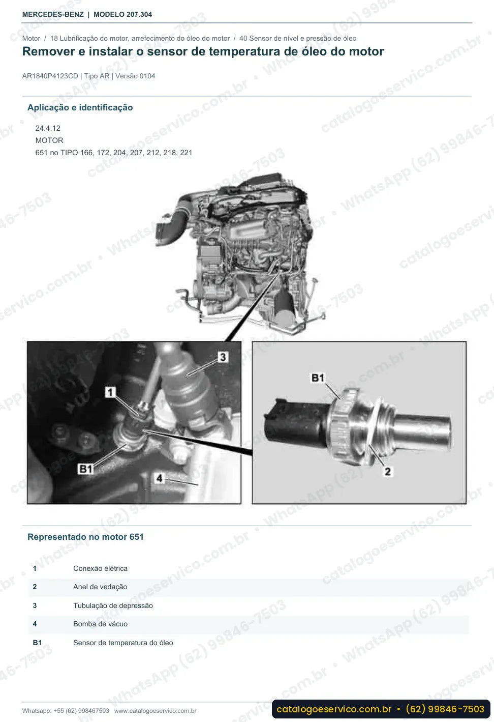 Página de procedimento do manual de oficina Mercedes-Benz E 250 (C207)