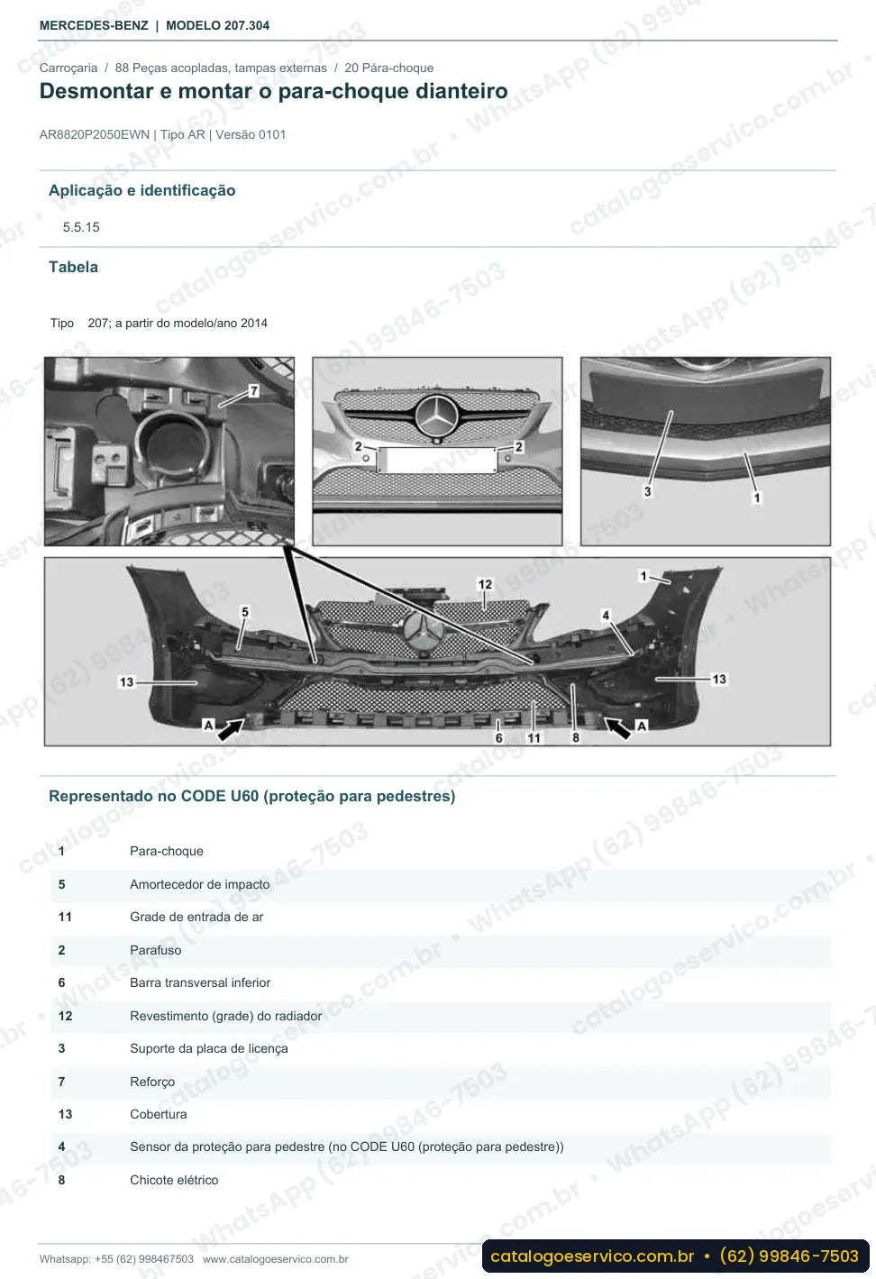Página de procedimento do manual de oficina Mercedes-Benz E 250 (C207)