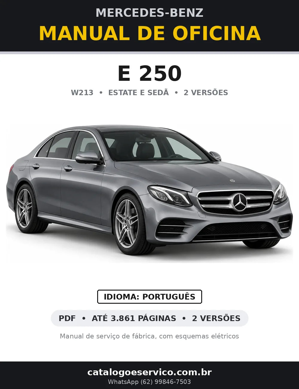 Capa do manual de oficina Mercedes-Benz E 250 (W213)