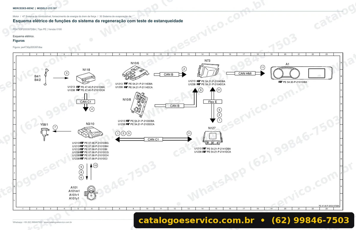 Página de esquema elétrico do manual Mercedes-Benz E 260 longo 4MATIC (W213)