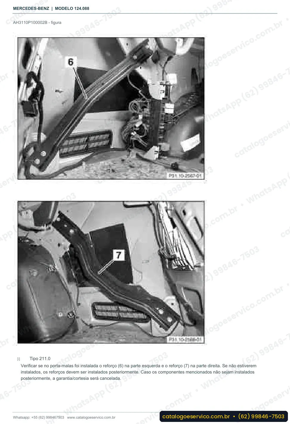 Página de procedimento do manual de oficina Mercedes-Benz E 280 (W124)