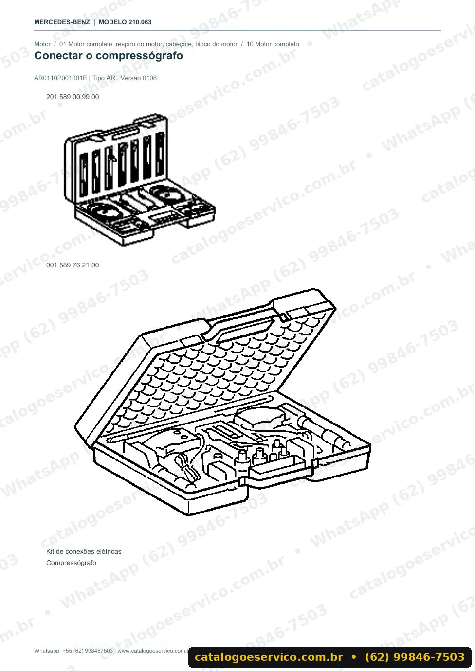 Página de procedimento do manual de oficina Mercedes-Benz E 280 (W210)