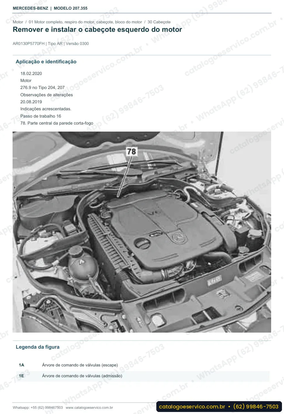 Página de procedimento do manual de oficina Mercedes-Benz E 300 (C207)