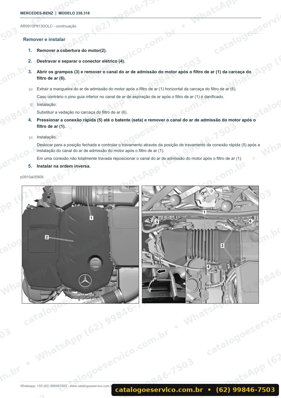 Página de procedimento do manual de oficina Mercedes-Benz E 300 (C238)
