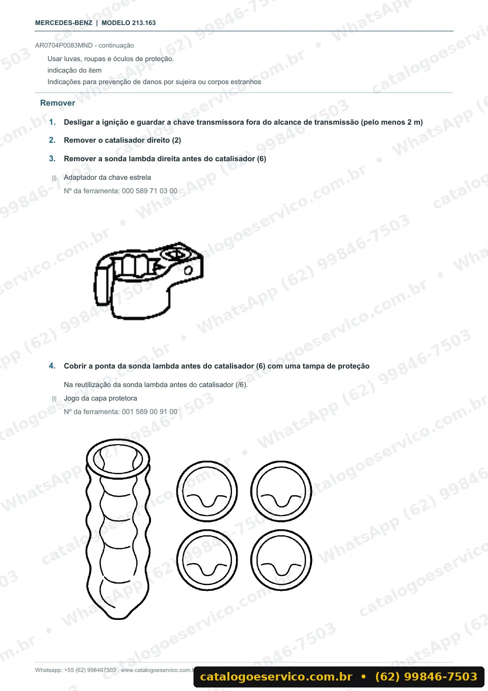 Página de procedimento do manual de oficina Mercedes-Benz E 320 4MATIC longo (W213)