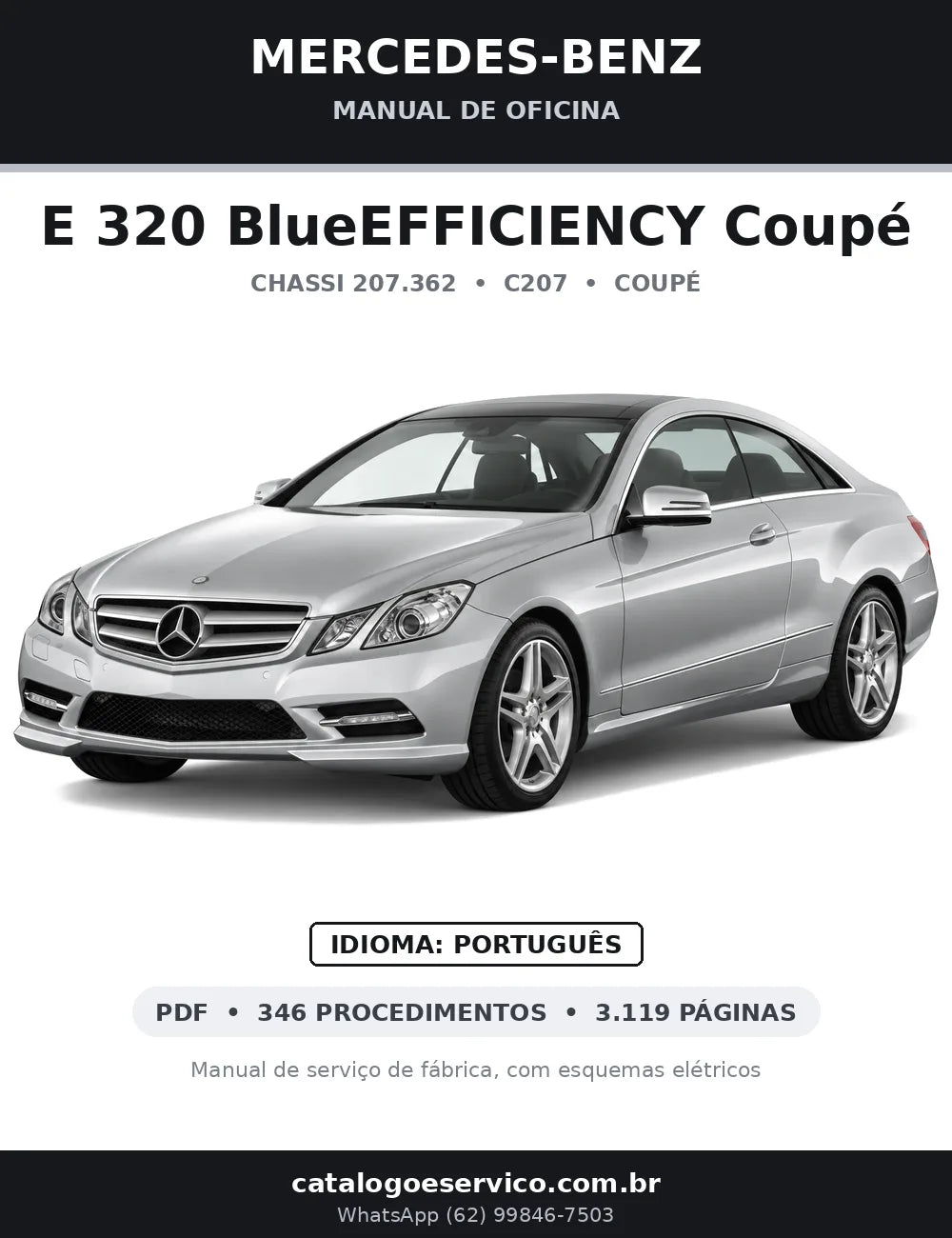 Capa do manual de oficina Mercedes-Benz E 320 BlueEFFICIENCY Coupé (C207)