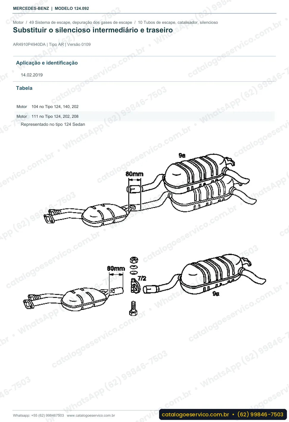 Página de procedimento do manual de oficina Mercedes-Benz E 320 (W124)