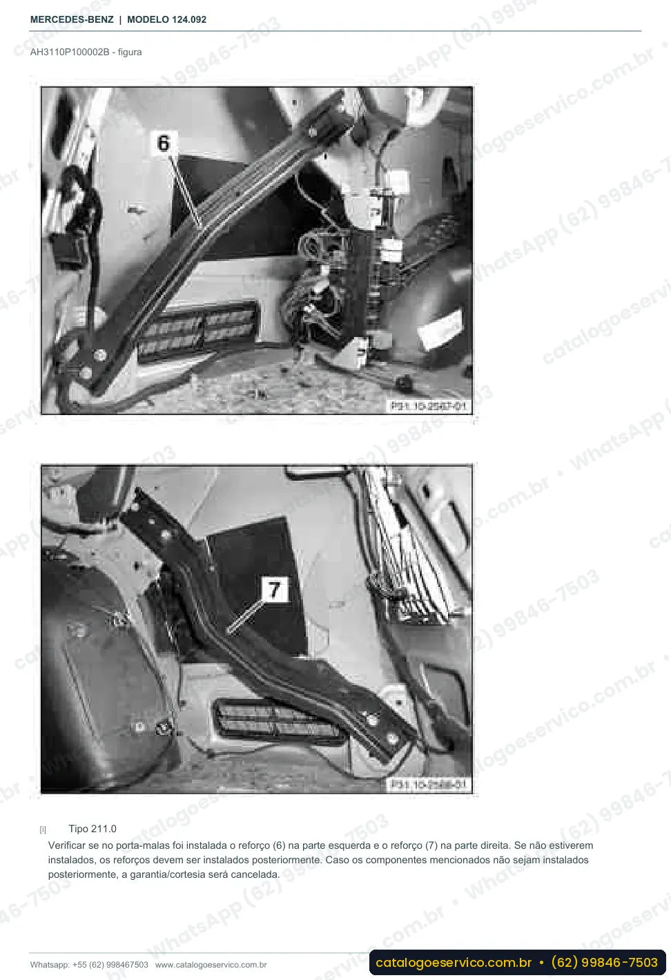 Página de procedimento do manual de oficina Mercedes-Benz E 320 (W124)