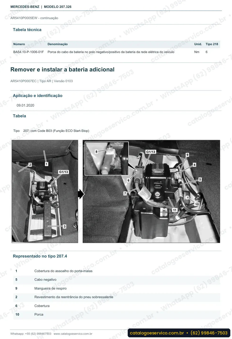 Página de procedimento do manual de oficina Mercedes-Benz E 350 (C207)