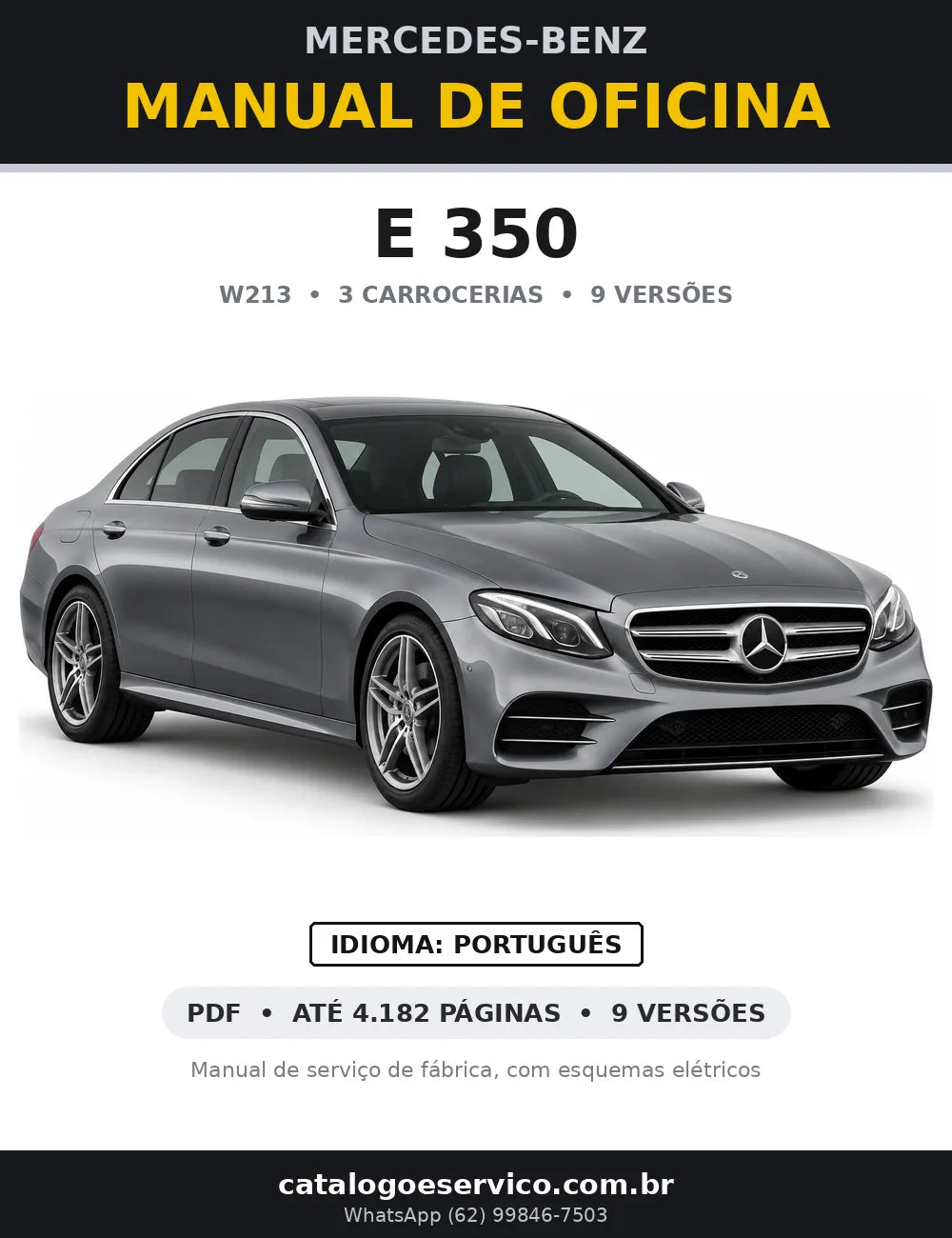 Capa do manual de oficina Mercedes-Benz E 350 (W213)
