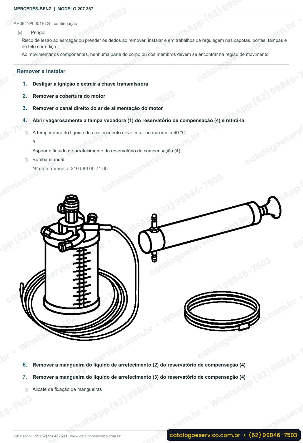 Página de procedimento do manual de oficina Mercedes-Benz E 400 (C207)