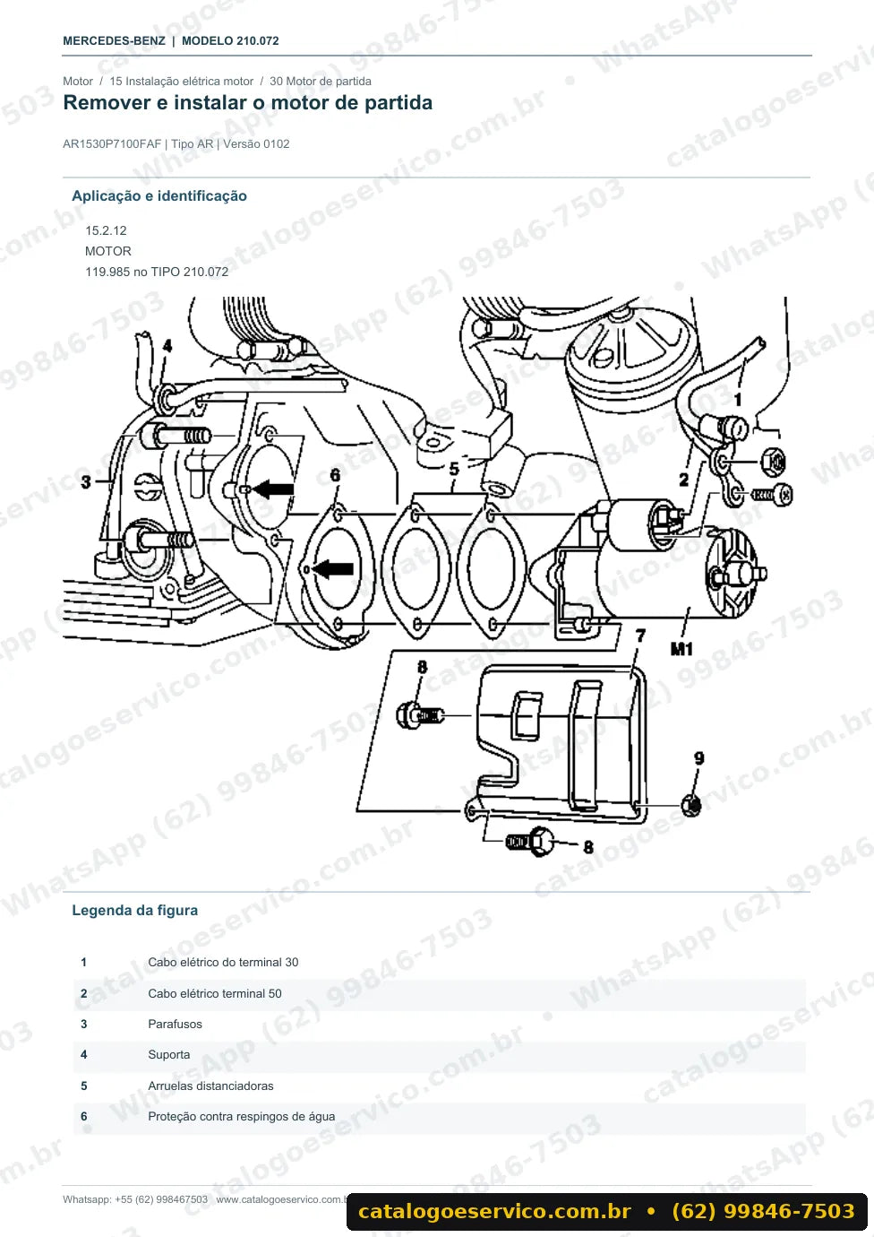 Página de procedimento do manual de oficina Mercedes-Benz E 420 (W210)
