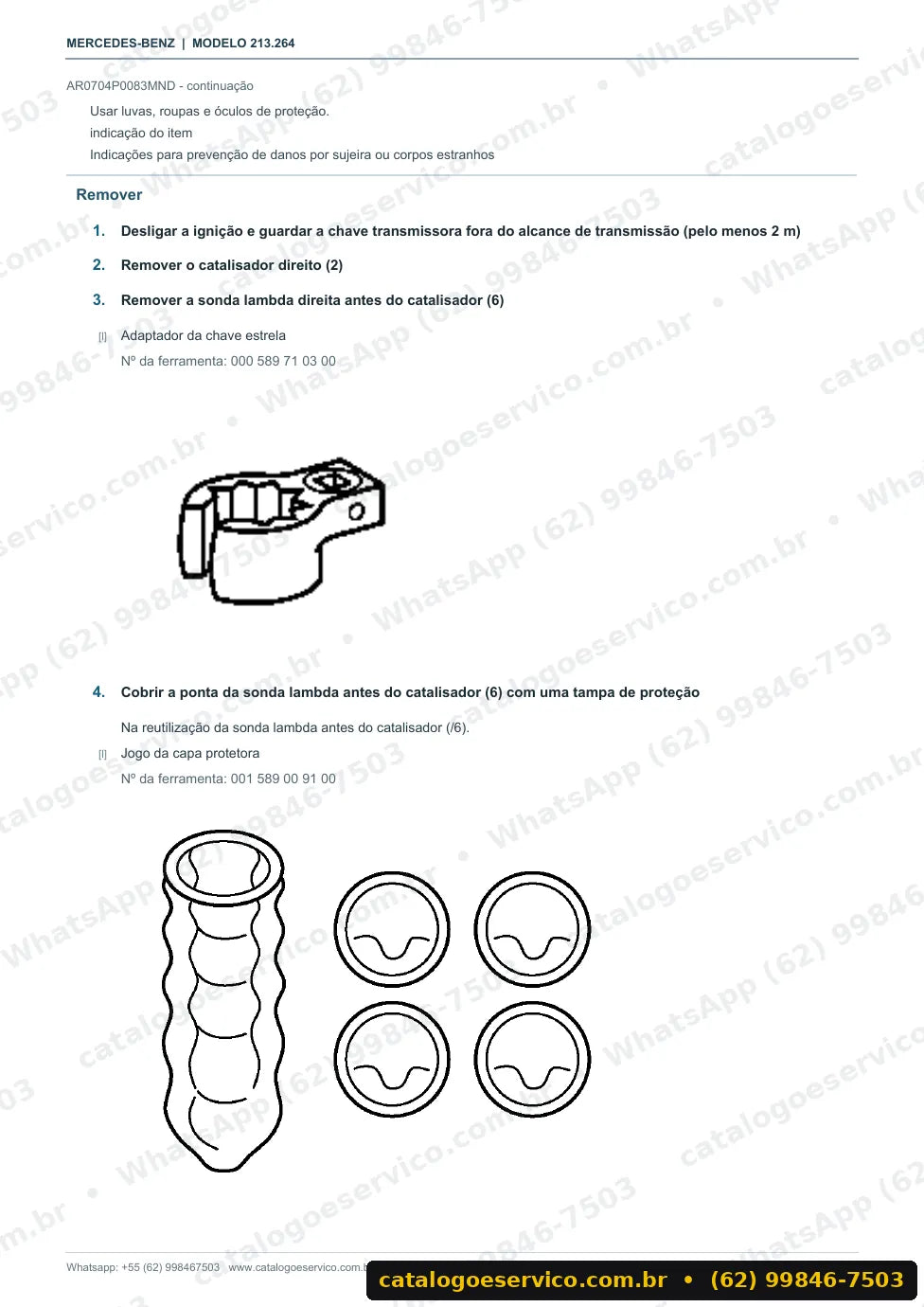 Página de procedimento do manual de oficina Mercedes-Benz E 43 AMG (W213)
