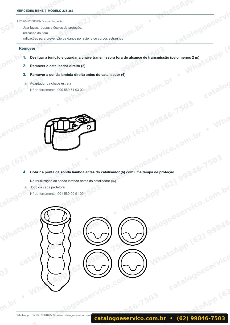 Página de procedimento do manual de oficina Mercedes-Benz E 450 (C238)