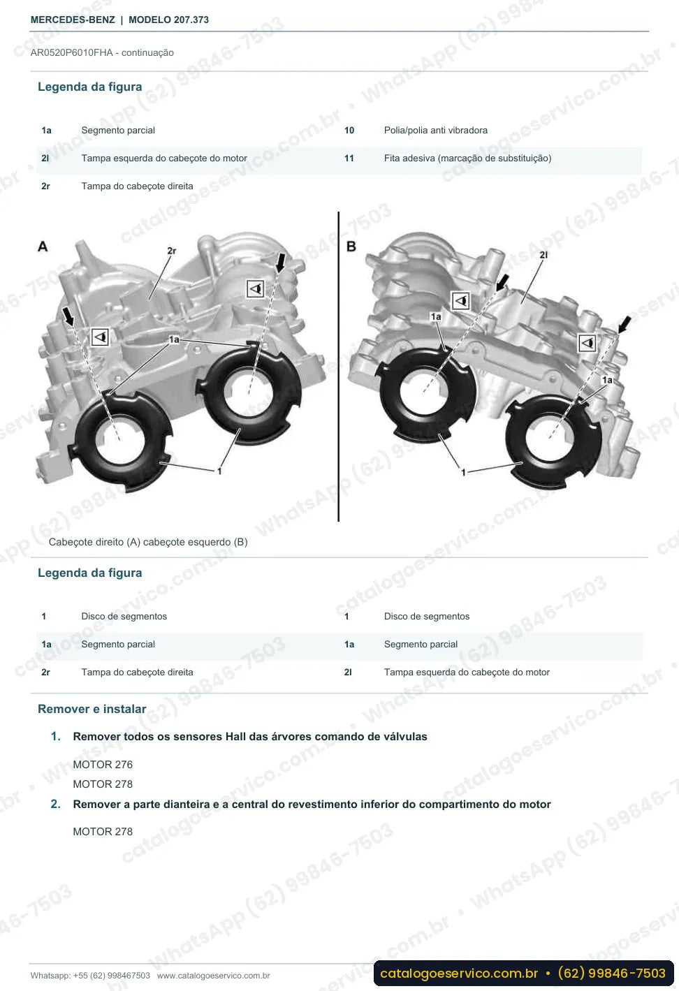 Página de procedimento do manual de oficina Mercedes-Benz E 500 (C207)