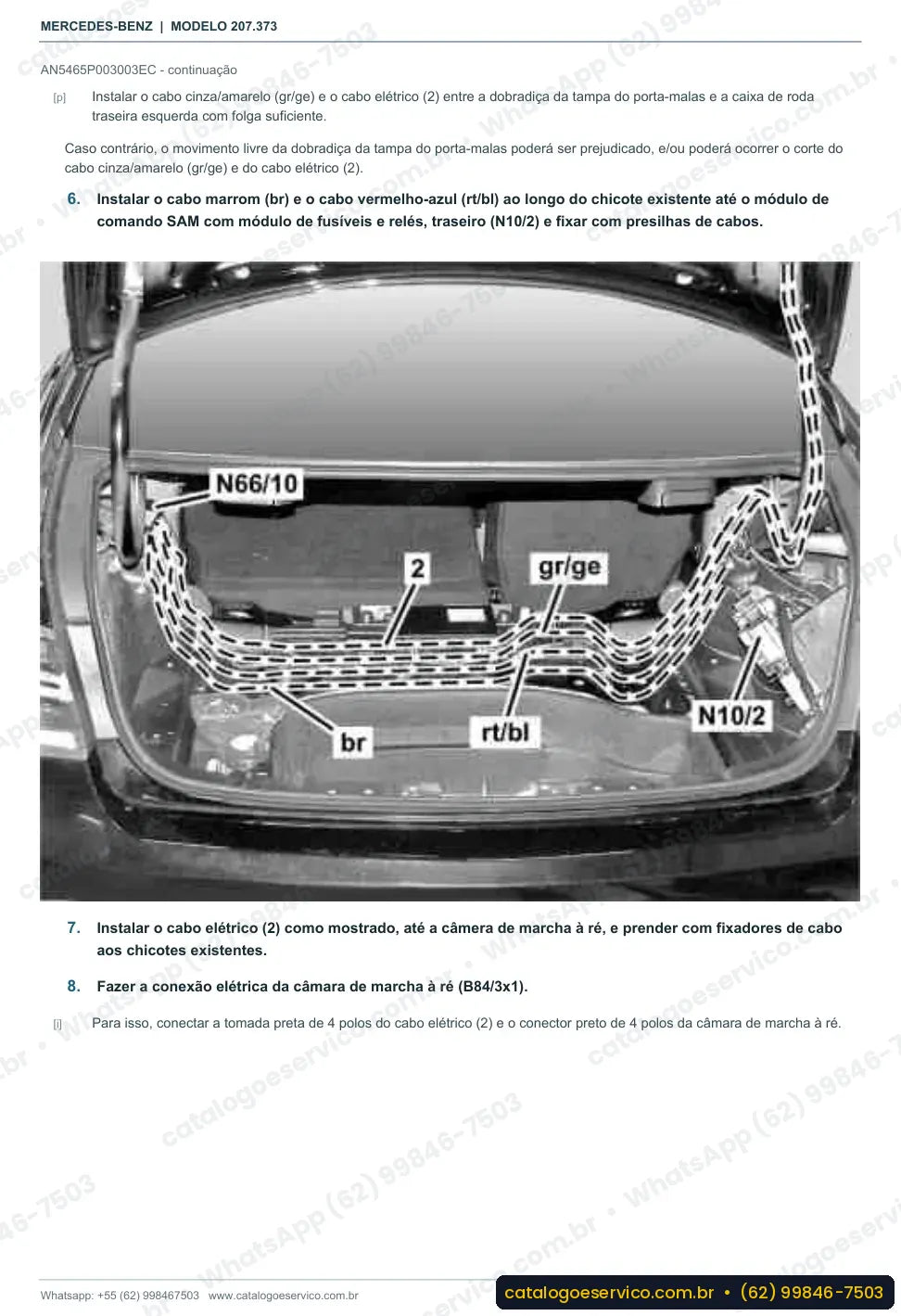 Página de procedimento do manual de oficina Mercedes-Benz E 500 (C207)